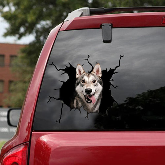 Siberian Husky Crack Car Sticker, Toilet Sticker, Fridge Sticker 29