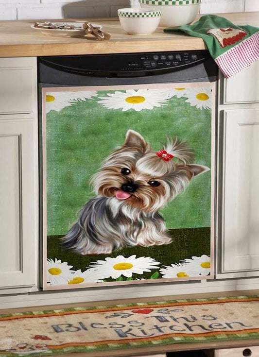 SHIH TZU GREEN AND WHITE DAISY NTA020398 DKN20 HF9 DECOR KITCHEN DISHWASHER COVER