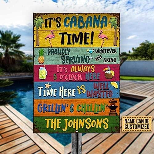 Cabana Time Proudly Serving Custom Metal Signs, Pool Decor, Outdoor Decor (The Birds)