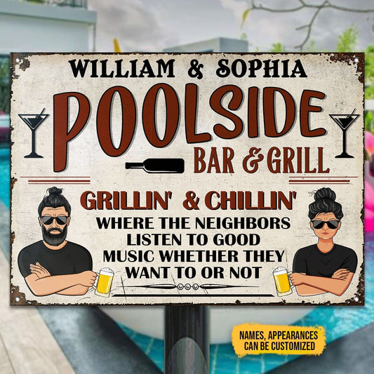 Poolside Bar And Grill Classic Metal Signs