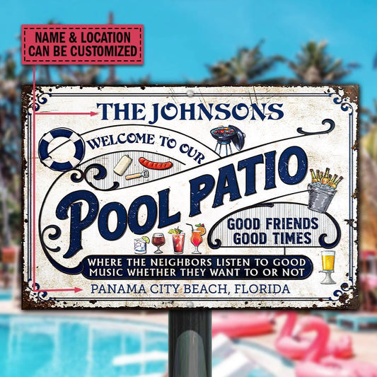 Personalized Pool Patio Blue Listen To The Good Music Custom Classic Metal Signs