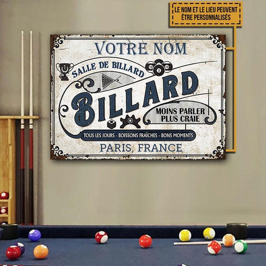 Salle De Billard - Enseigne Métallique Classique