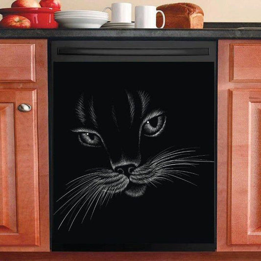 Black Cat Face Dishwasher Cover