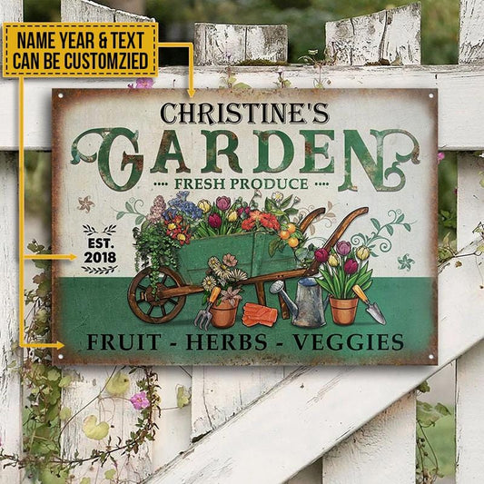 Personalized Garden Fresh Produce Plant Smiles Grow Love Vintage Customized Classic Metal Signs