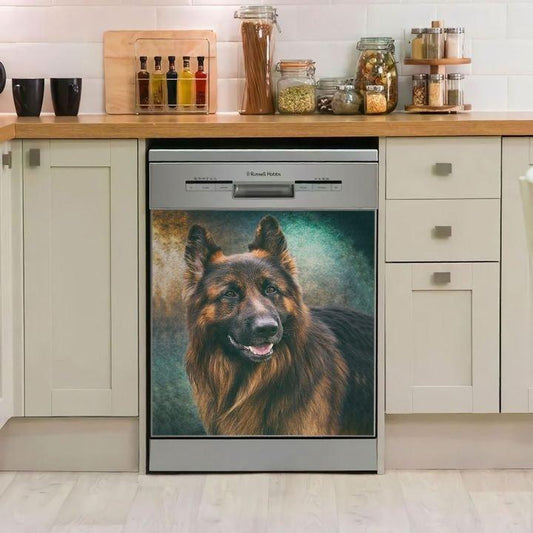 German Shepherd Portrait KX35 NTT070997 NVQ  DISHWASHER COVER MAGNET STICKER