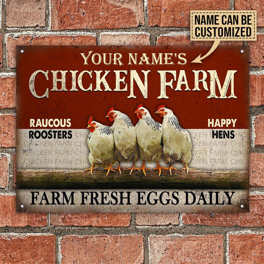 Personalized Chicken Farm Fresh Eggs Daily Customized Classic Metal Signs