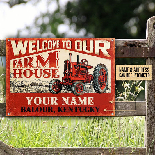 Personalized Tractor Welcome To Our Farm House Customized Classic Metal Signs