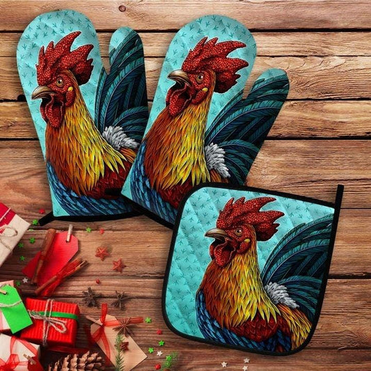 Rooster Oven Mitt And Pot Holder 3