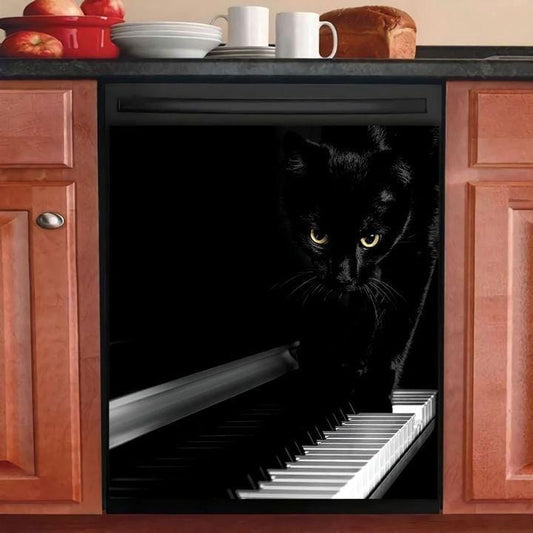 BLACK CAT BREAKS THE WALL DISHWASHER COVER MAGNET STICKER