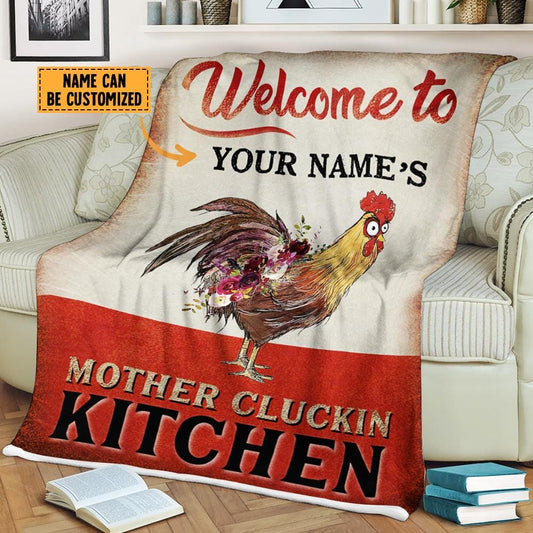 Personalized Chicken Mother Cluckin' Kitchen Customized Sherpa Blanket