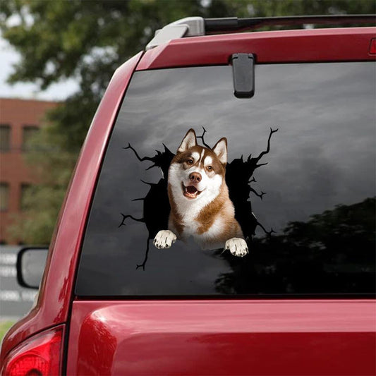 Siberian Husky Crack Car Sticker, Toilet Sticker, Fridge Sticker 39