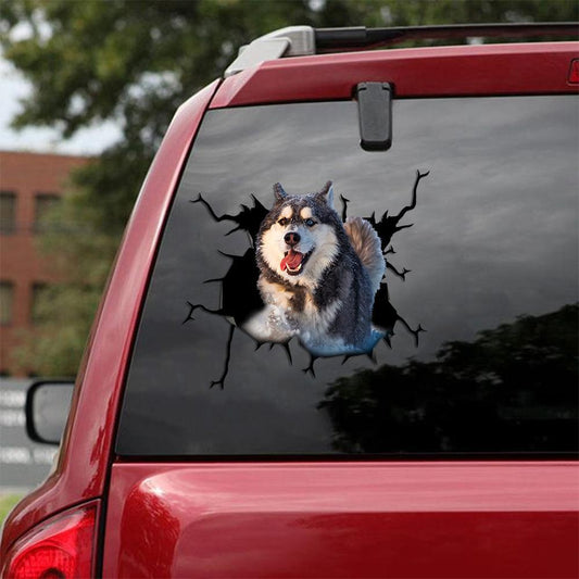 Siberian Husky Crack Car Sticker, Toilet Sticker, Fridge Sticker 10