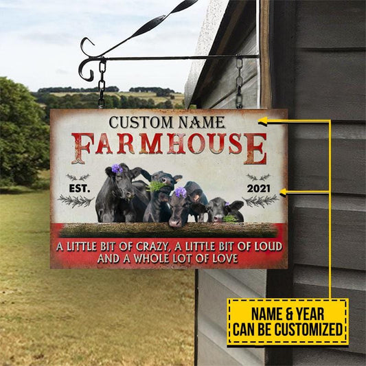 Personalized Black Angus Fun Farm House A Little Bit Of Crazy Classic Metal Signs