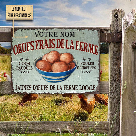 Oeufs Frais De La Ferme - Enseigne Métallique Classique