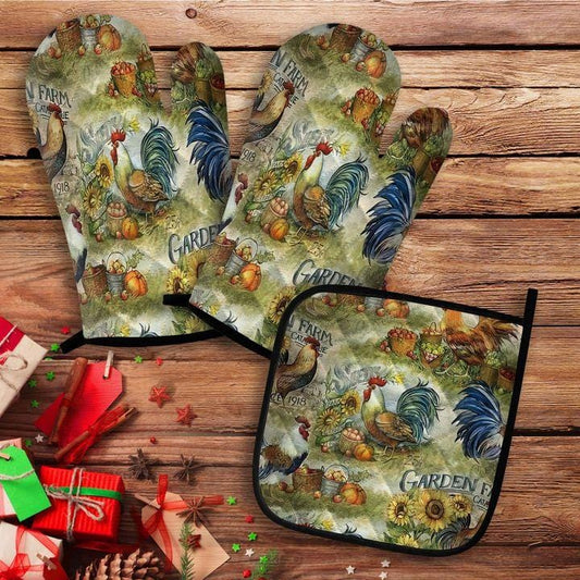 Rooster Oven Mitt And Pot Holder 8