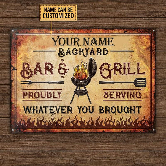 Personalized BBQ Bar & Grill Vintage Customized Classic Metal Signs