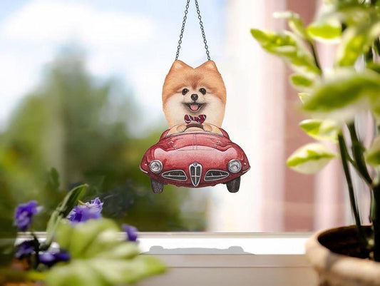 POMERANIAN ON CAR NBN250497 MA07 N6 TAD00 WINDOW DECORATION