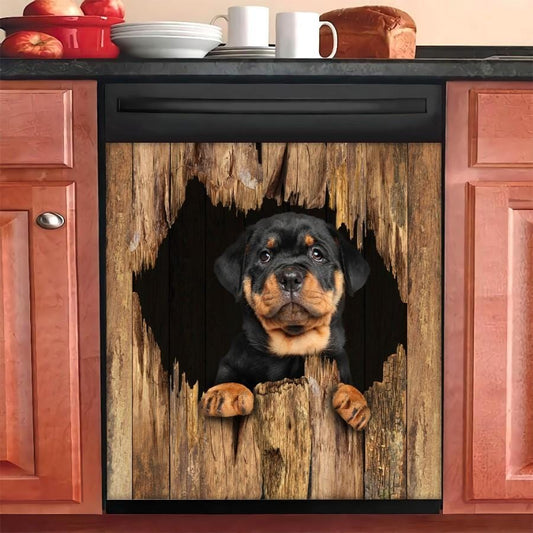 Rottweiler Dog Breaks The Wall Dishwasher Cover