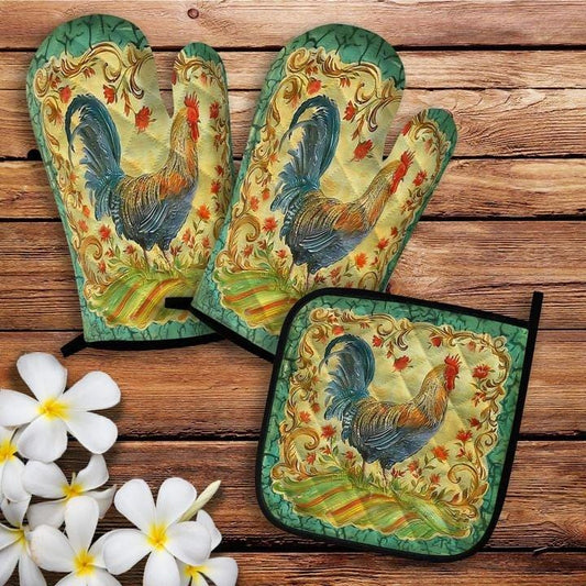 Rooster Oven Mitt And Pot Holder 31