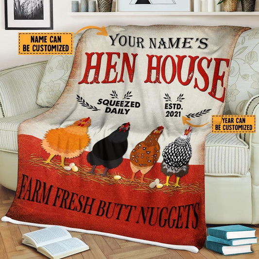 Personalized Chicken Hen House Fresh Customized Sherpa Blanket