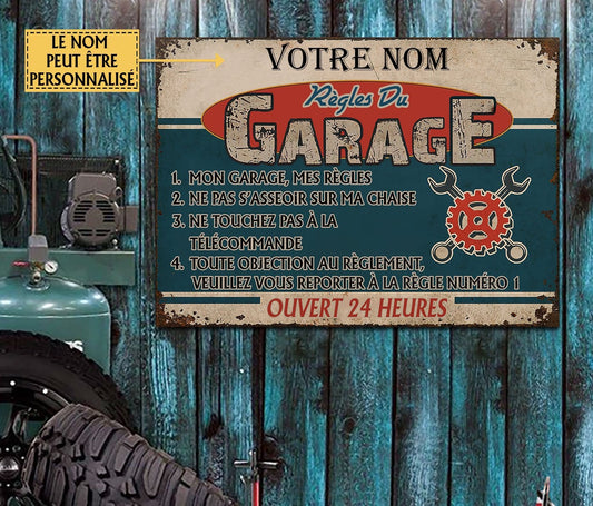 Règles Du Garage - Enseigne Métallique Classique