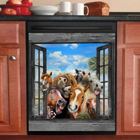 FUNNY HORSE NBN250497 AP28 N8 VT02 DECOR KITCHEN DISHWASHER COVER