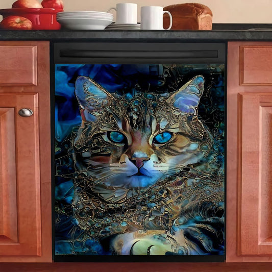 Cat Stained Glasses Magnetic Dishwasher Cover