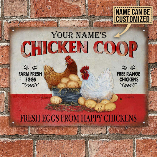 Personalized Chicken Fresh Eggs Free Range Customized Classic Metal Signs