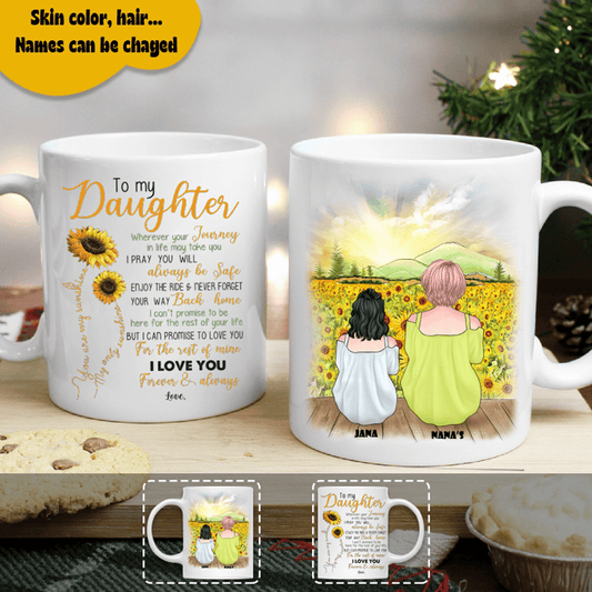 Mother & Daughter Sunflower - To my daughter, never forget that. You are my sunshine, in a world full of roses. Be a Sunflower - Personalized Mug