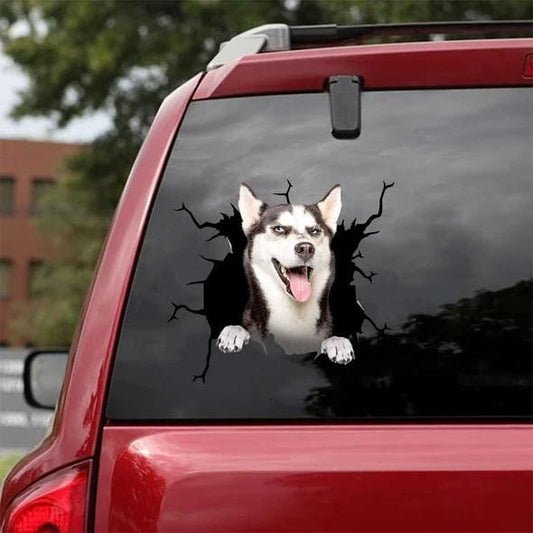 Siberian Husky Crack Car Sticker, Toilet Sticker, Fridge Sticker 6