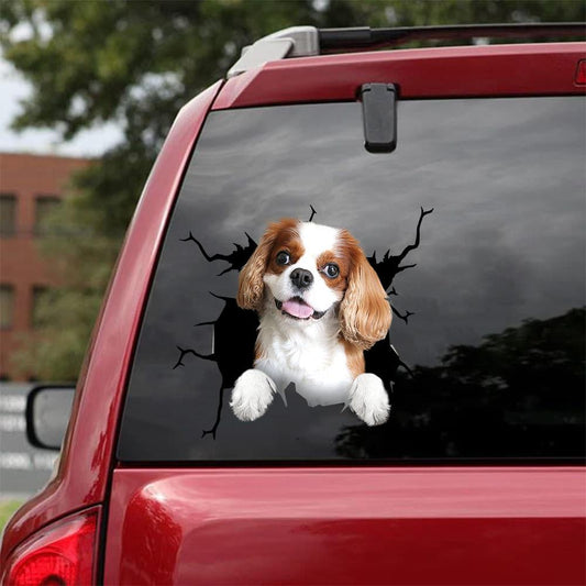 Cavalier King Charles Spaniel Crack Car Sticker, Toilet Sticker, Fridge Sticker 17