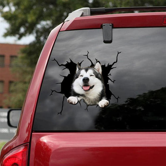 Siberian Husky Crack Car Sticker, Toilet Sticker, Fridge Sticker 32