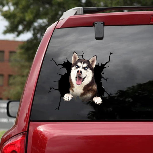 Siberian Husky Crack Car Sticker, Toilet Sticker, Fridge Sticker 41