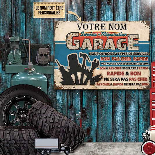 Garage, Types De Services - Enseigne Métallique Classique