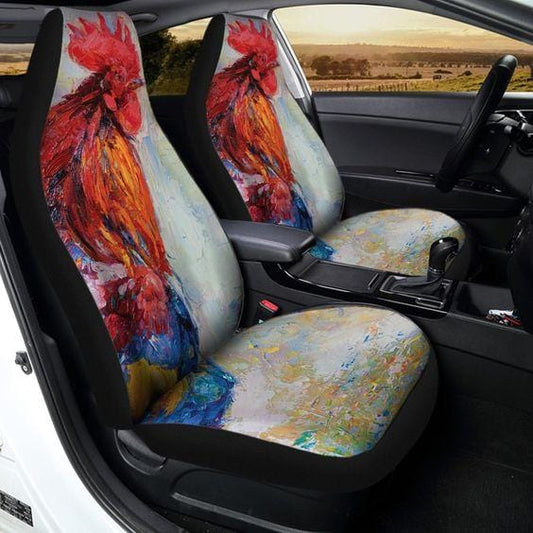 Rooster Painting Print Universal Fit Car Seat Covers