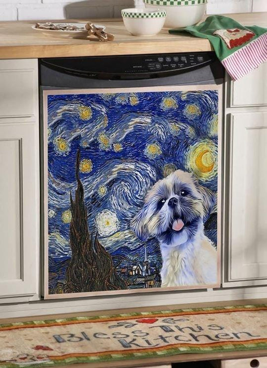 SHIH TZU STARRY NIGHT NTA020398 DKN20 HF3 DECOR KITCHEN DISHWASHER COVER