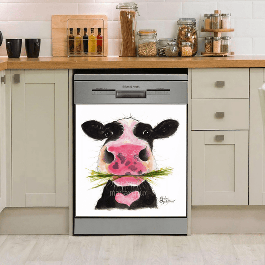 Dishwasher Cover Magnet Sticker - Cow Art 1