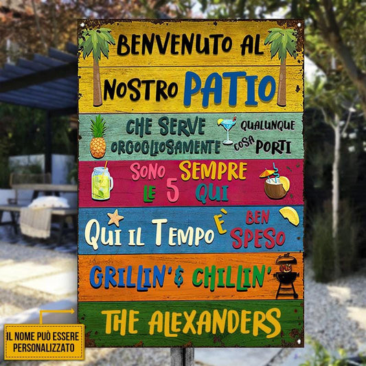 Italy Personalized Patio Welcome Grilling Chilling Custom Classic Metal Signs