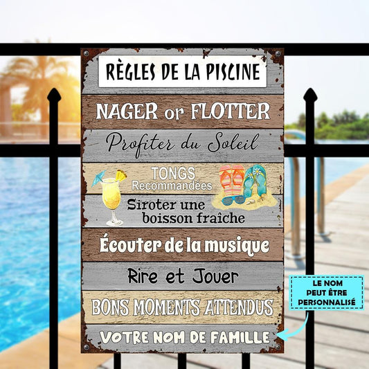 Règlement De La Piscine, Panneau Métallique Classique