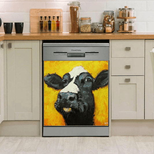 Dishwasher Cover Magnet Sticker - Cow Art 3
