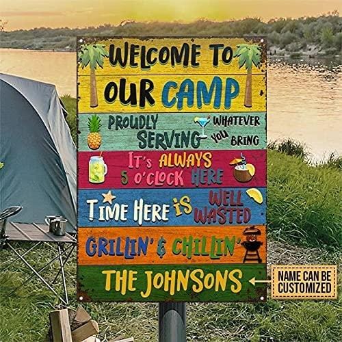 Camping Welcome to Our Camp Custom Metal Signs Best Gift for Best Friend (Michelle and Marty)