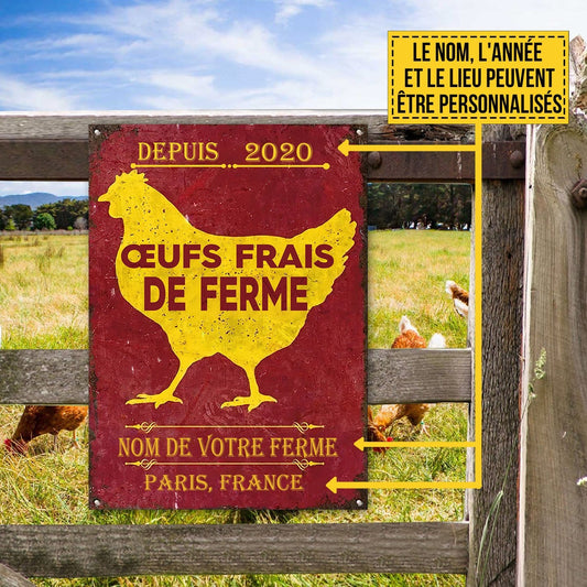 Oeufs Frais De Ferme - Enseigne Métallique Classique