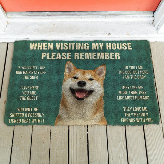 GEARHUMAN 3D PLEASE REMEMBER SHIBA INU HOUSE RULES CUSTOM DOORMAT