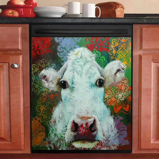 Magnetic Dishwasher Cover Cow Cattle Floral Diary