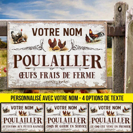 Panneau En Métal Personnalisé Sur le Thème du Poulailler