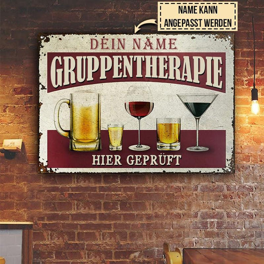 Personalized Beer Group Therapy Customized Classic Metal Signs