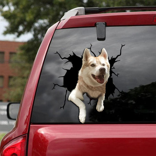 Siberian Husky Crack Car Sticker, Toilet Sticker, Fridge Sticker 22