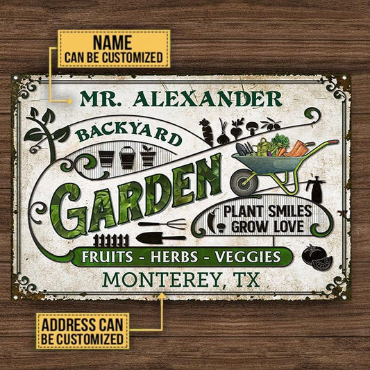 Personalized Garden Vegetable Plant Smiles Custom Classic Metal Signs