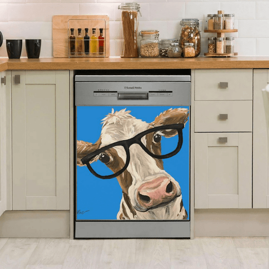 Dishwasher Cover Magnet Sticker - Cow Art 2
