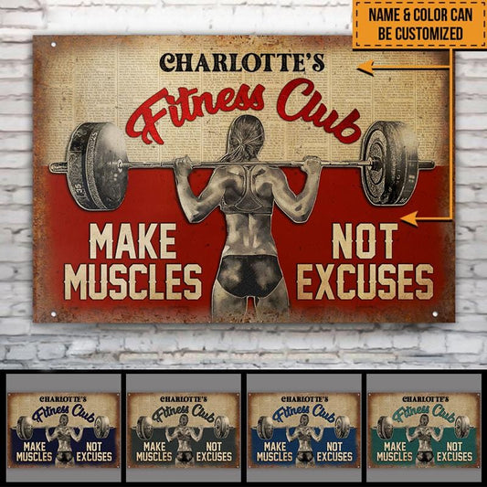 Personalized Weightlifting Woman Fitness Club Customized Classic Metal Signs